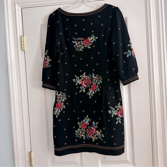 BCBG Maxazria Embroidered Dress Black Boho Sheath Statement Western BCBG Small - Picture 11 of 12